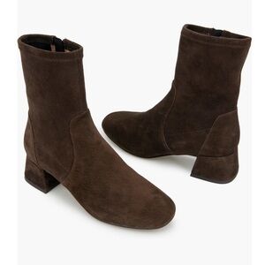 Gentle Souls Elbert Block Heeled Bootie in Chocolate Suede